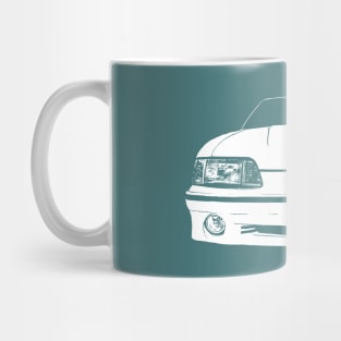 front Ford Mustang GT (fox body) - stylized white on dark background Mug